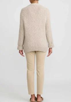 Wommelsdorff Hand Knit Cashmere & Silk Luna Cardigan In Storm Grey & Sand