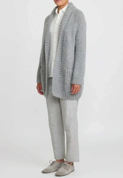 Wommelsdorff Hand Knit Cashmere & Silk Ava Cardigan In Heather Grey