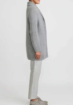 Wommelsdorff Hand Knit Cashmere & Silk Ava Cardigan In Heather Grey