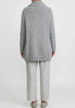 Wommelsdorff Hand Knit Cashmere & Silk Ava Cardigan In Heather Grey