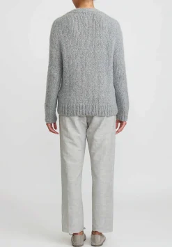 Wommelsdorff Hand Knit Cashmere & Silk Luna Cardigan In Chinese Heather Grey