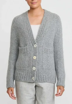 Wommelsdorff Hand Knit Cashmere & Silk Luna Cardigan In Chinese Heather Grey