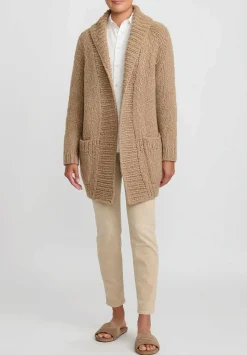 Wommelsdorff Hand Knit Cashmere & Silk Ava Cardigan In Caramel Camel Brown