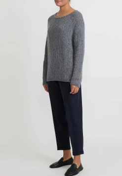 Wommelsdorff Hand Knit Cashmere Grace Sweater In Metal & Haze Grey