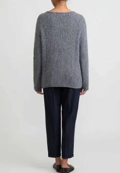 Wommelsdorff Hand Knit Cashmere Grace Sweater In Metal & Haze Grey