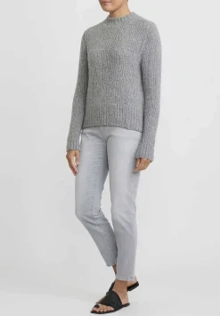 Wommelsdorff Hand Knit Cashmere High Neck Willow Sweater In Chine Grey