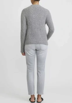 Wommelsdorff Hand Knit Cashmere High Neck Willow Sweater In Chine Grey
