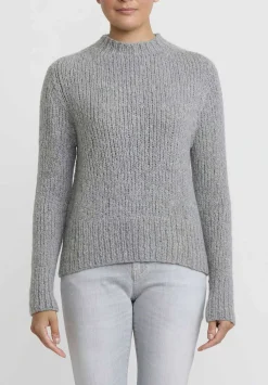 Wommelsdorff Hand Knit Cashmere High Neck Willow Sweater In Chine Grey