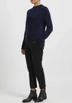 Wommelsdorff Hand Knit Cashmere High Neck Willow Sweater In Midnight Blue