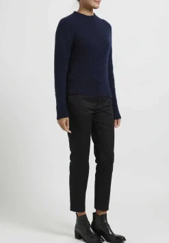 Wommelsdorff Hand Knit Cashmere High Neck Willow Sweater In Midnight Blue