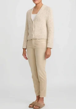 Wommelsdorff Hand Knit Cashmere Willa Cardigan In Sand Oatmeal Brown