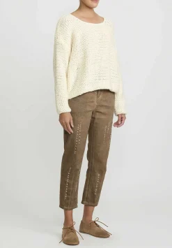 Umit Unal Hand Knit Wool Bow Knot Sweater In Cream