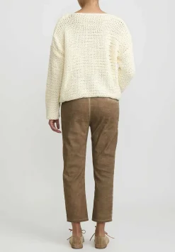 Umit Unal Hand Knit Wool Bow Knot Sweater In Cream