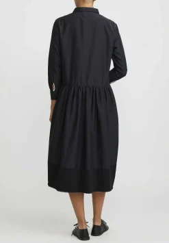 Umit Unal Hand Stitched Cotton & Silk Shirt Dress In Black