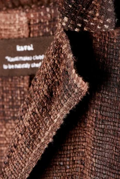 Kaval Hand Woven Silk Washi Coat In Sabi X Kakishibu