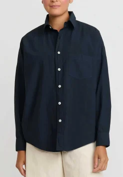 Chez Vidalenc Hand-Dyed Cotton Kilber Axl Shirt In Navy Blue
