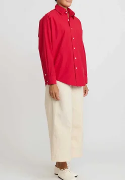 Chez Vidalenc Hand-Dyed Cotton Kilber Axl Shirt In Racing Red
