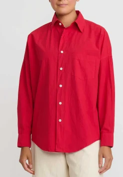 Chez Vidalenc Hand-Dyed Cotton Kilber Axl Shirt In Racing Red