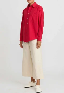 Chez Vidalenc Hand-Dyed Cotton Kilber Axl Shirt In Racing Red