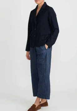 Chez Vidalenc Hand-Dyed Wool Mar Simple Jacket In Navy Blue