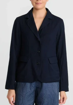Chez Vidalenc Hand-Dyed Wool Mar Simple Jacket In Navy Blue