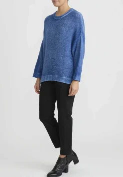Avant Toi Hand-Painted Brushed Crewneck Sweater In Genziana Blue