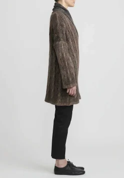 f Cashmere Hand-Painted Cable Knit Cardigan In Nero Brown