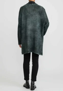 Avant Toi Hand-Painted Cashmere & Silk Garzato Cardigan In Nero Forest Green
