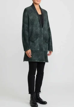 Avant Toi Hand-Painted Cashmere & Silk Garzato Cardigan In Nero Forest Green