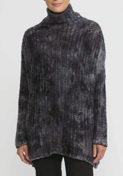 Avant Toi Hand-Painted Cashmere & Silk Cobb Knit Turtleneck In Marmo Grey