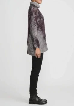 Avant Toi Hand-Painted Cashmere & Silk Turtleneck In Nero Seppia Purple