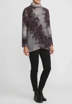 Avant Toi Hand-Painted Cashmere & Silk Turtleneck In Nero Seppia Purple