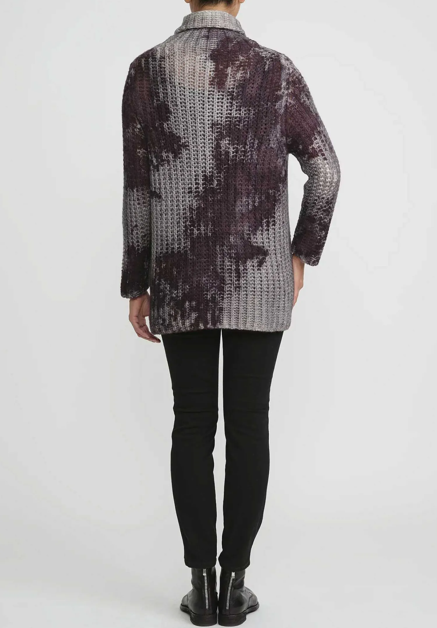 Avant Toi Hand-Painted Cashmere & Silk Turtleneck In Nero Seppia Purple