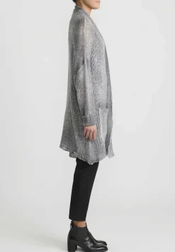 Avant Toi Hand-Painted Cashmere & Silk Loose Knit Cardigan In Ghiaccio Grey
