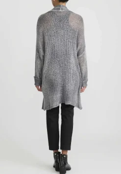 Avant Toi Hand-Painted Cashmere & Silk Loose Knit Cardigan In Ghiaccio Grey