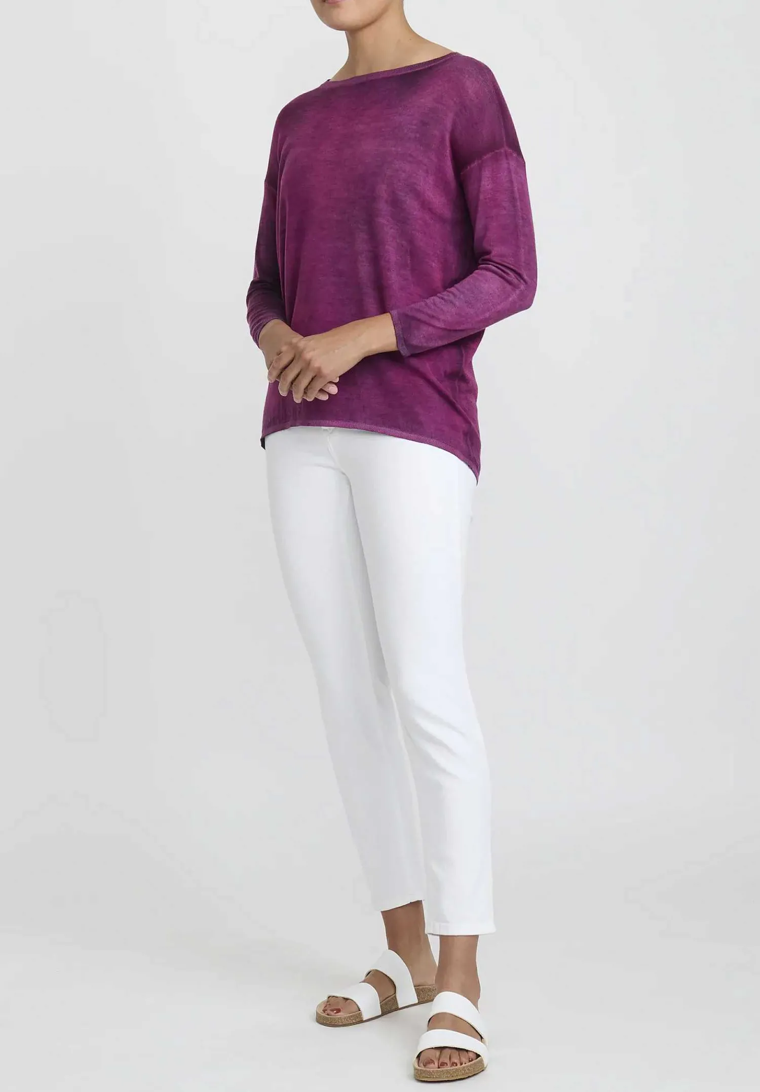 Avant Toi Hand-Painted Cashmere & Silk Barchetta Sweater In Nero Cherry Red