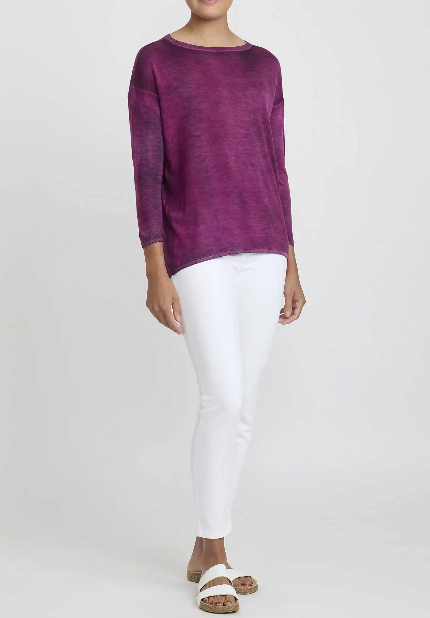 Avant Toi Hand-Painted Cashmere & Silk Barchetta Sweater In Nero Cherry Red
