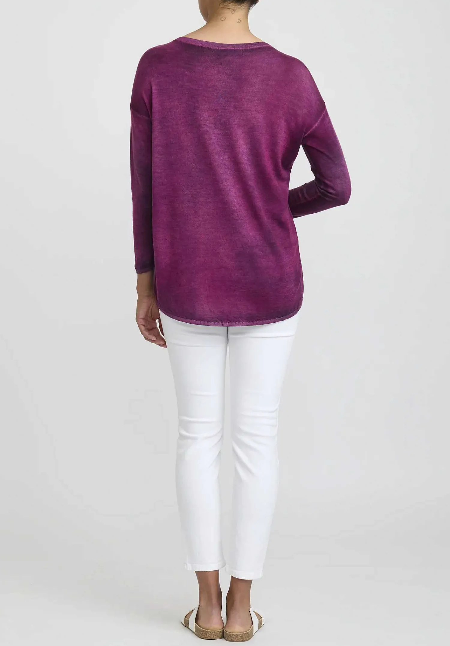 Avant Toi Hand-Painted Cashmere & Silk Barchetta Sweater In Nero Cherry Red