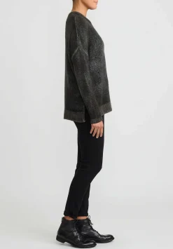 Avant Toi Hand-Painted Cashmere & Silk Oversized Sweater In Nero Mushroom Grey
