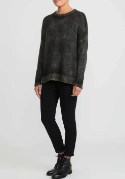 Avant Toi Hand-Painted Cashmere & Silk Oversized Sweater In Nero Mushroom Grey