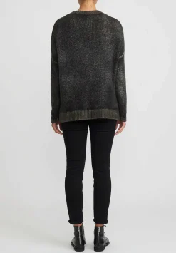 Avant Toi Hand-Painted Cashmere & Silk Oversized Sweater In Nero Mushroom Grey