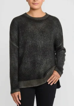 Avant Toi Hand-Painted Cashmere & Silk Oversized Sweater In Nero Mushroom Grey