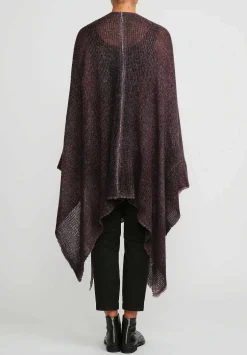 Avant Toi Hand-Painted Cashmere & Silk Off-Gauge Poncho In Nero Seppia Purple
