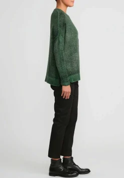Avant Toi Hand-Painted Cashmere & Silk Oversized Sweater In Nero Wild Green