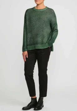 Avant Toi Hand-Painted Cashmere & Silk Oversized Sweater In Nero Wild Green