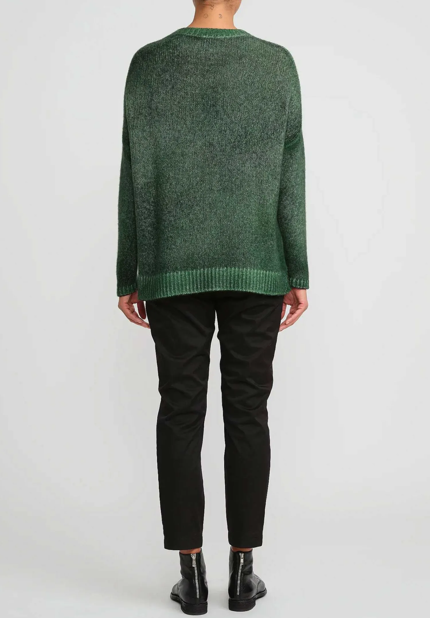 Avant Toi Hand-Painted Cashmere & Silk Oversized Sweater In Nero Wild Green