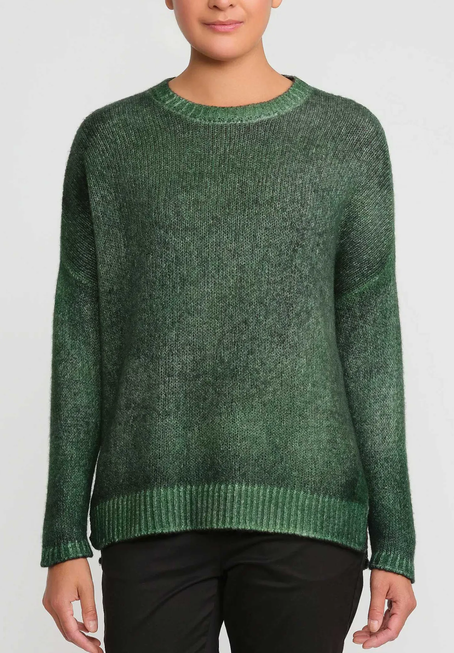 Avant Toi Hand-Painted Cashmere & Silk Oversized Sweater In Nero Wild Green