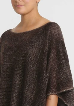 Avant Toi Hand-Painted Cashmere & Silk Loose Knit Poncho In Nero Gianduia Brown