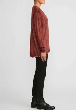 Avant Toi Hand-Painted Cashmere & Silk V-Neck Sweater In Nero Mandarancio Orange