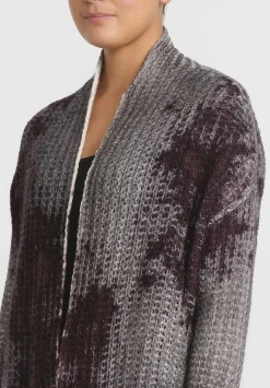 Avant Toi Hand-Painted Cashmere & Silk Square Knit Cardigan In Nero Seppia Purple